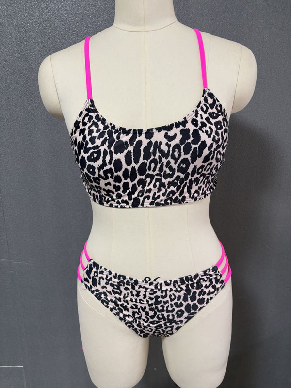 Leopard Print Two-Piece Bikini Set – High Elasticity & Sexy Fit