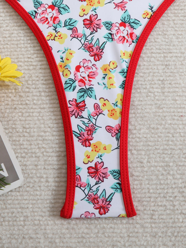 Floral High-Waisted Bikini – Stretch Knit, Adjustable Fit, Summer-Ready