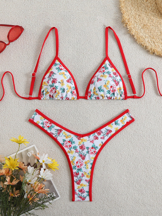 Floral High-Waisted Bikini – Stretch Knit, Adjustable Fit, Summer-Ready