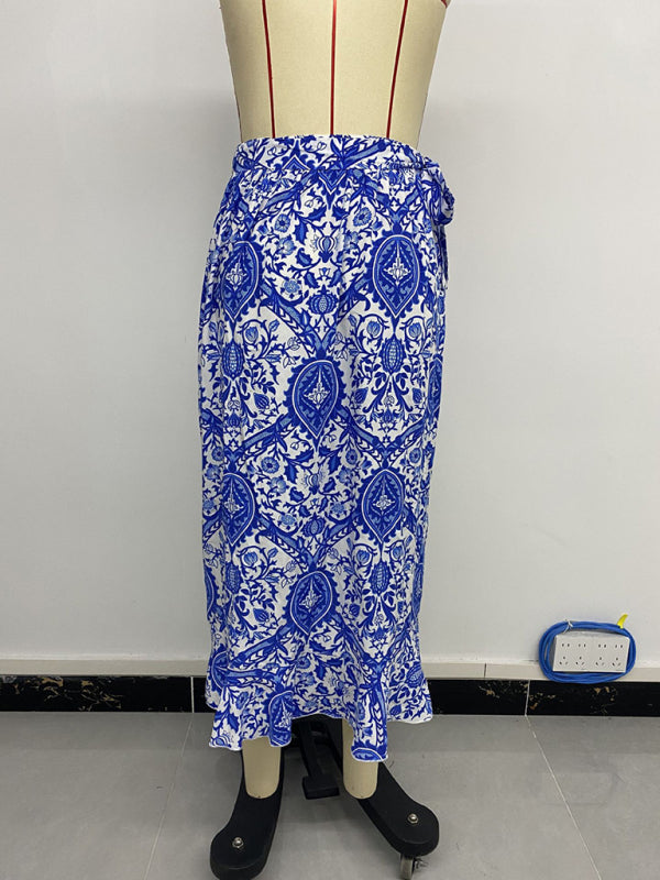 Paisley Print Asymmetrical Skirt