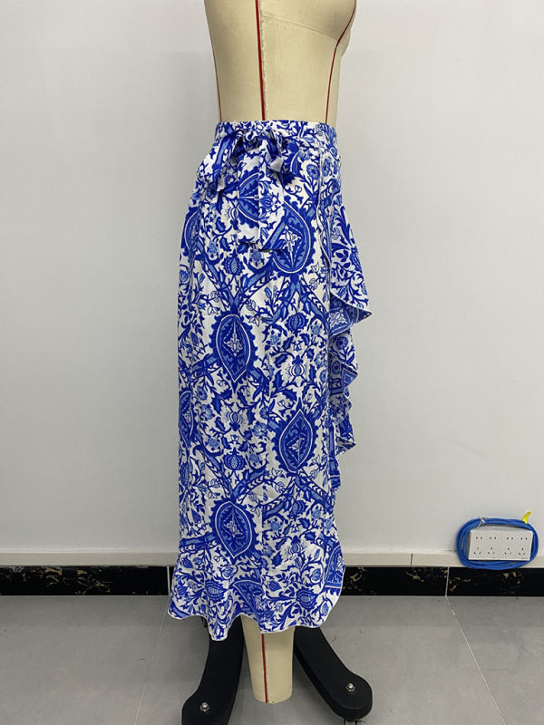 Paisley Print Asymmetrical Skirt