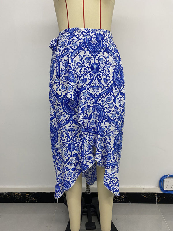 Paisley Print Asymmetrical Skirt