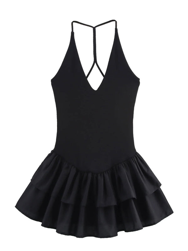Sleeveless Halter Neck Midi Dress - Straight Fit, Solid Color For Spring & Summer