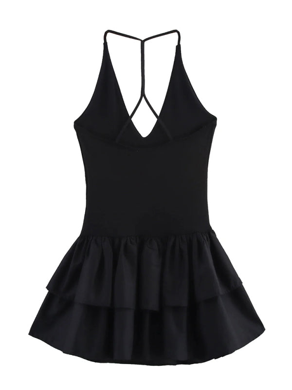 Sleeveless Halter Neck Midi Dress - Straight Fit, Solid Color For Spring & Summer
