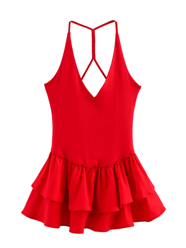 Sleeveless Halter Neck Midi Dress - Straight Fit, Solid Color For Spring & Summer