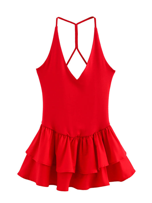 Sleeveless Halter Neck Midi Dress - Straight Fit, Solid Color For Spring & Summer