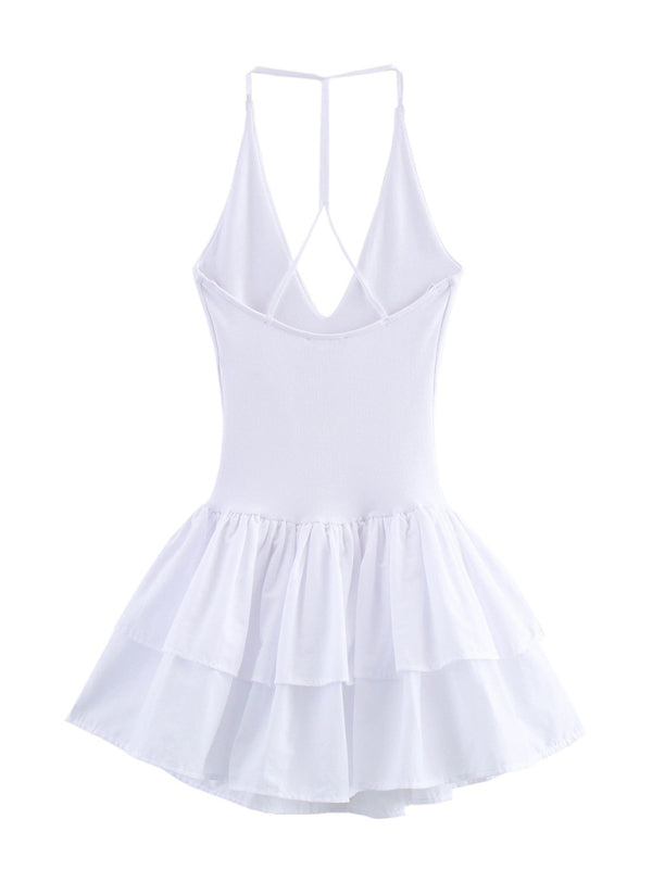 Sleeveless Halter Neck Midi Dress - Straight Fit, Solid Color For Spring & Summer