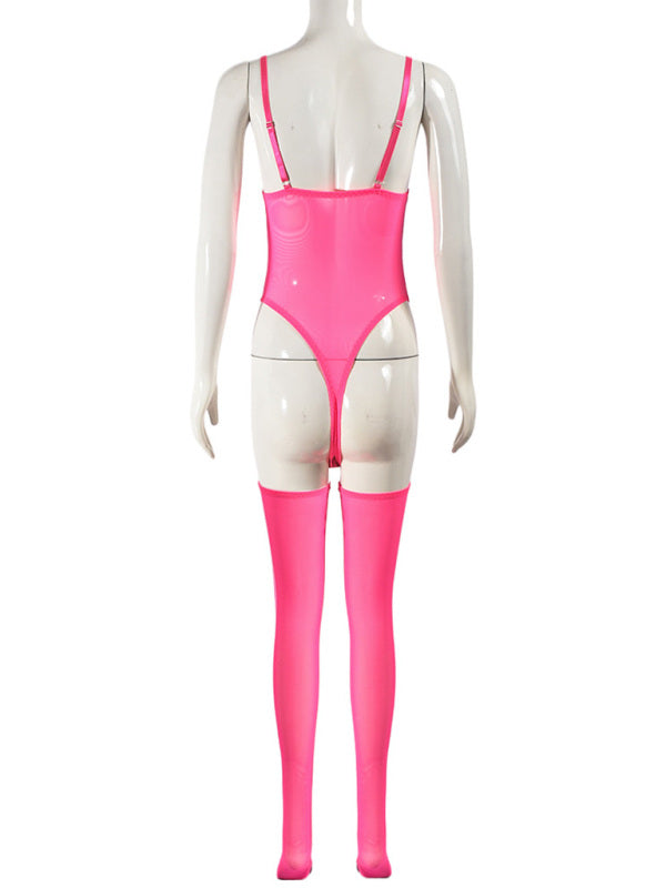 Sheer Mesh Suspender Dress Set with Matching Leg Socks – Sexy & Elegant Lingerie