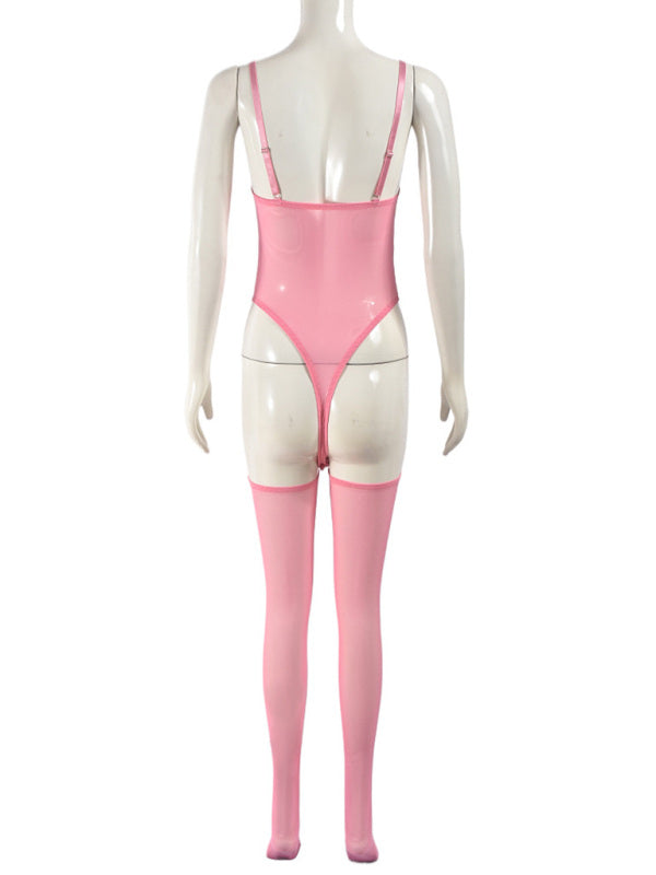 Sheer Mesh Suspender Dress Set with Matching Leg Socks – Sexy & Elegant Lingerie
