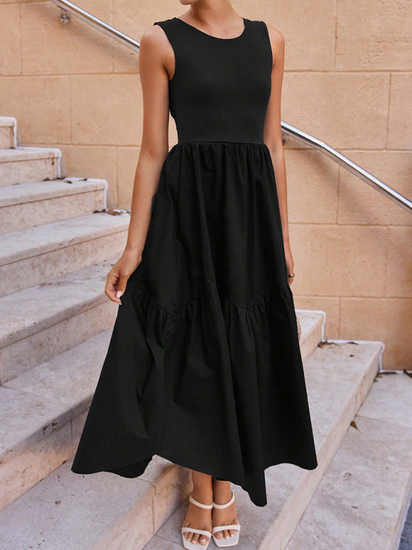 Backless Lace-Up Midi Dress – Breathable Knit for Summer Days
