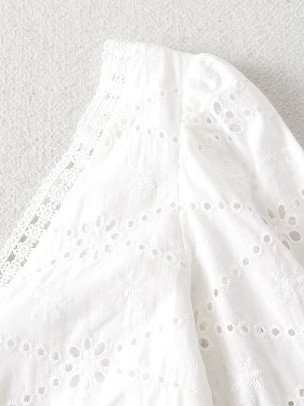 V-Neck Lace Waist Dress – Lightweight Woven Fabric, Spring-Summer Style