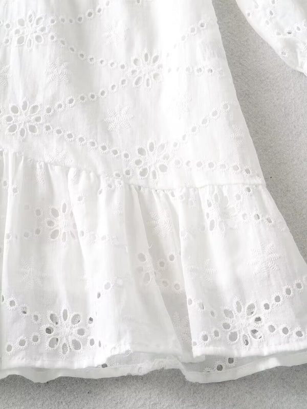 V-Neck Lace Waist Dress – Lightweight Woven Fabric, Spring-Summer Style
