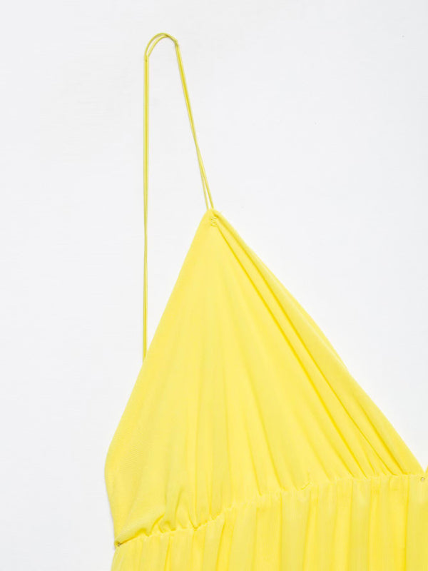 Sleeveless V-Neck Halter Mini Dress