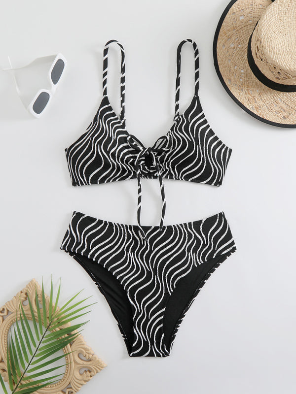 Striped Vacation Bikini Set – High Stretch, Colorful Two-Piece for the Beach