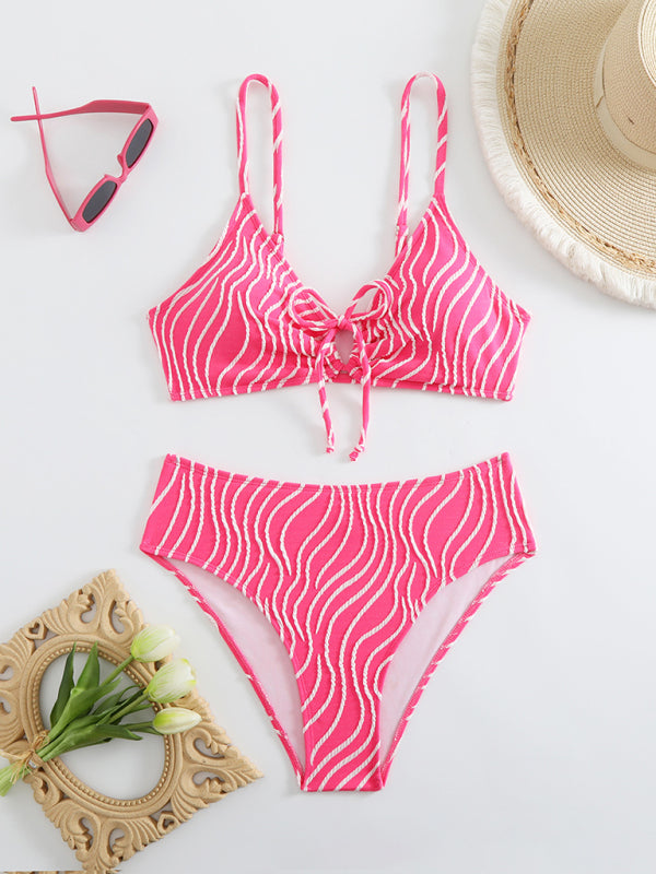 Striped Vacation Bikini Set – High Stretch, Colorful Two-Piece for the Beach