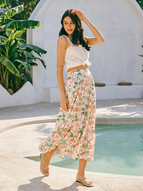 Bohem Palmiye Desenli Plaj Eteği