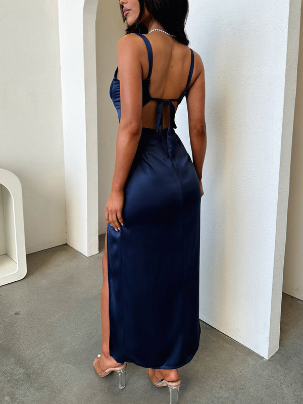 Elegant Lace Maxi Dress – Solid Color, Graceful Fit for Spring & Summer