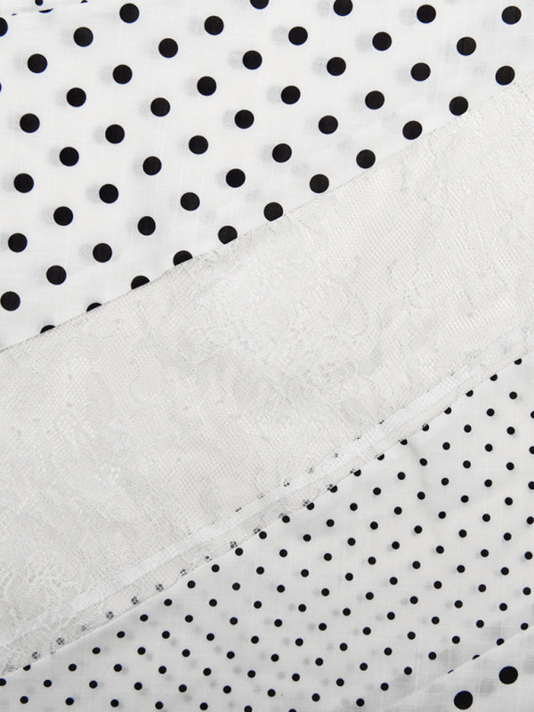 Polka Dot Lace Asymmetrical Skirt