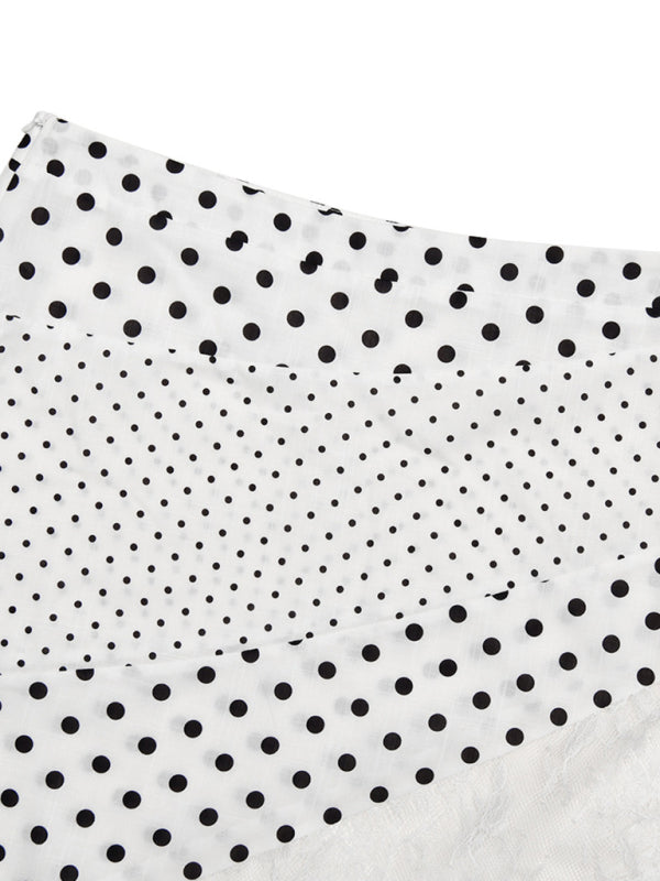 Polka Dot Lace Asymmetrical Skirt