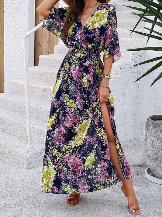 Royal Blue Tie-Strap Maxi Dress - Vacation Style