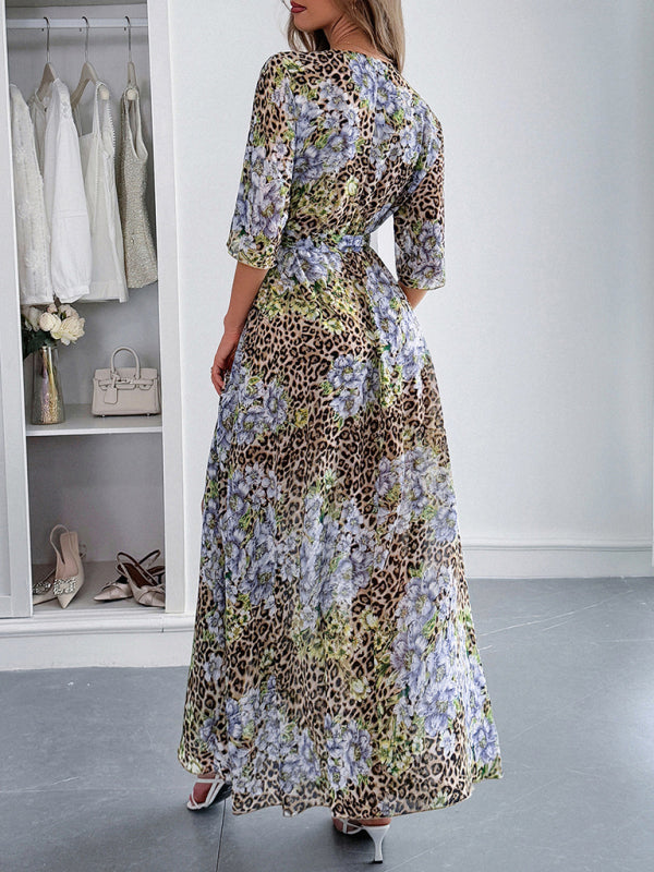 Leopard Print Vacation Maxi Dress – Lightweight Woven Fabric, Flowy Fit