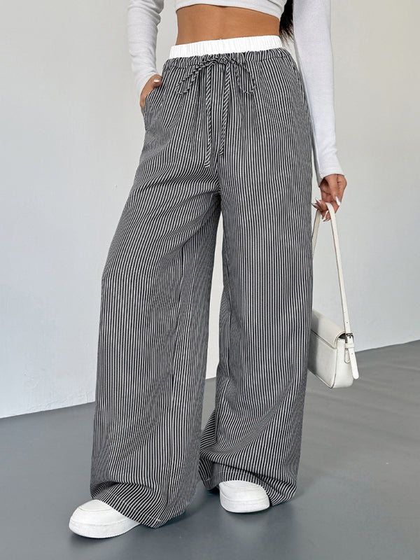 Chic Striped Casual Trousers