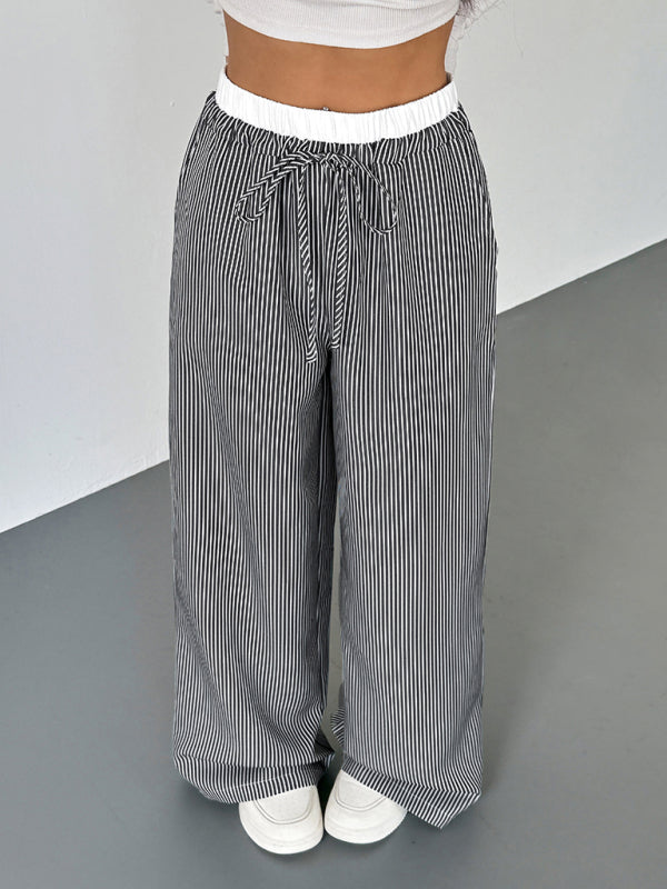 Chic Striped Casual Trousers