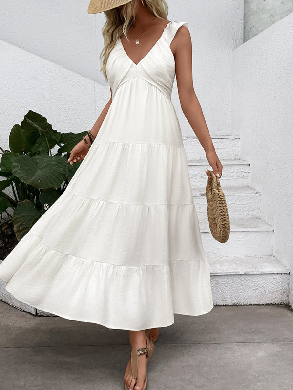 Solid color comfortable holiday style dress