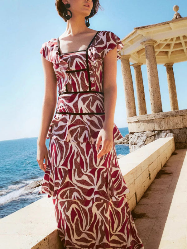 Ruffled halter back dress