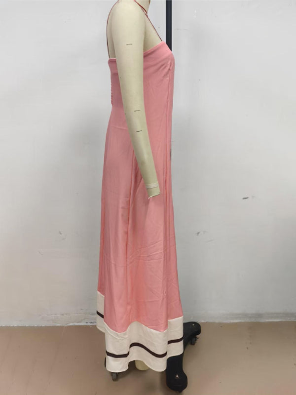 Strapless Off-Shoulder Maxi Dress – Solid Pink Vacation Style