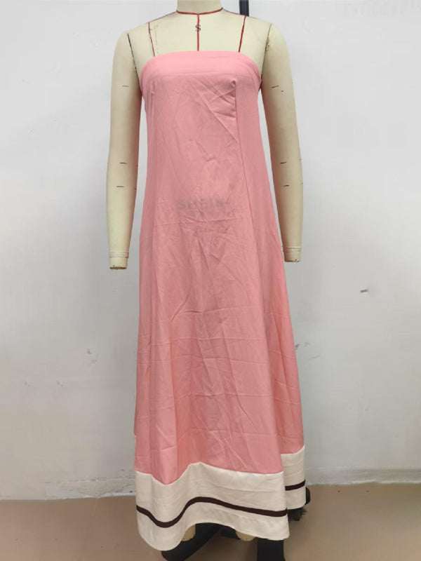 Strapless Off-Shoulder Maxi Dress – Solid Pink Vacation Style