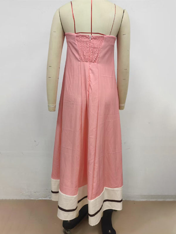Strapless Off-Shoulder Maxi Dress – Solid Pink Vacation Style
