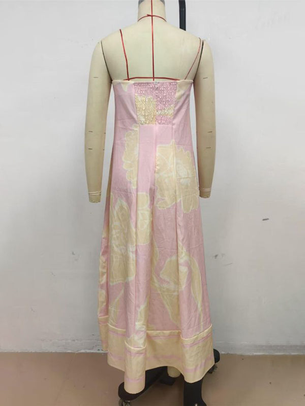 Strapless Off-Shoulder Pink Vacation Dress