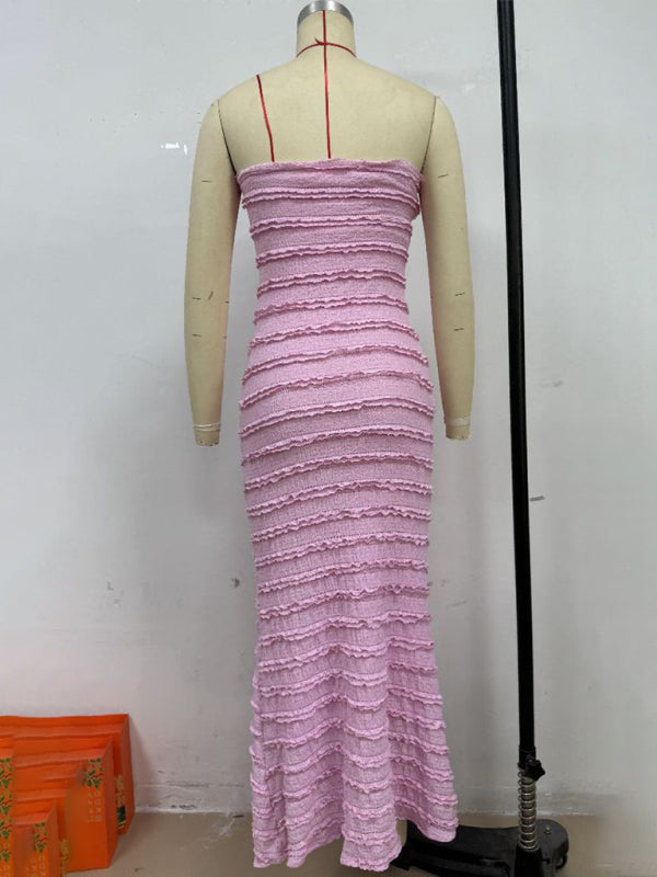 Pink Strapless Bodycon Dress – Slim Fit Party Look