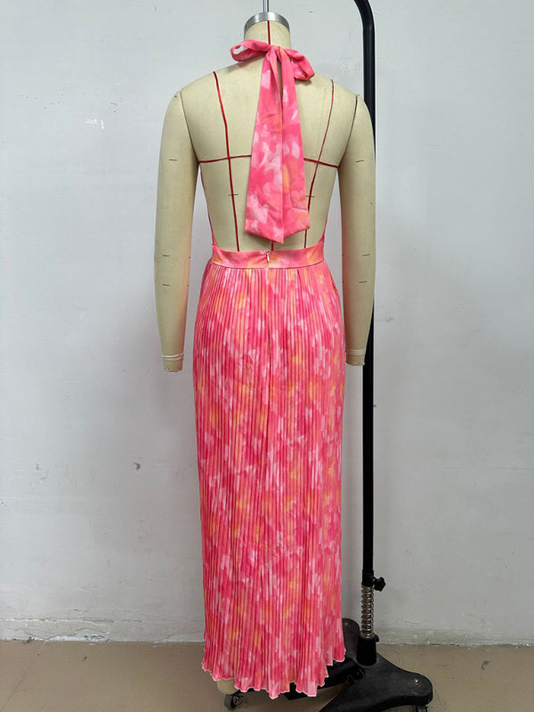 Deep V Halter Maxi Dress – Vacation Style