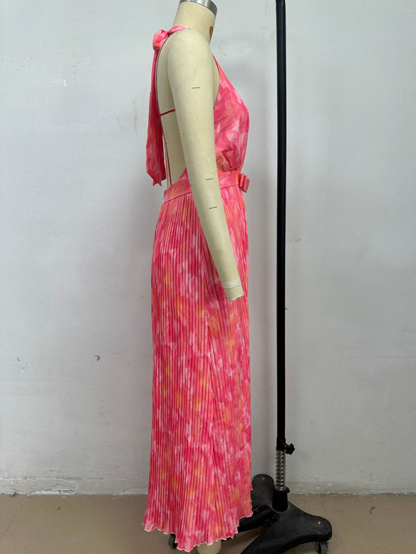 Deep V Halter Maxi Dress – Vacation Style