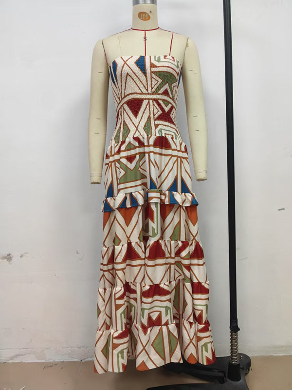Retro Boho Strapless Summer Tube Dress