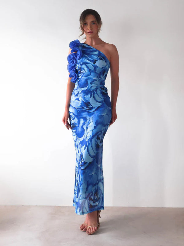 Slim Fit 3D Floral Sleeveless Bodycon Dress – Spring Summer Resort Style
