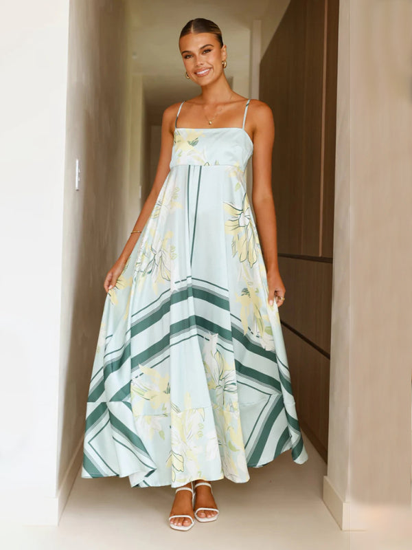 Striped Flared Suspender Dress – Summer Casual