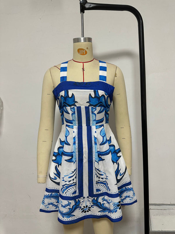 Women's Floral Print Suspender Dress