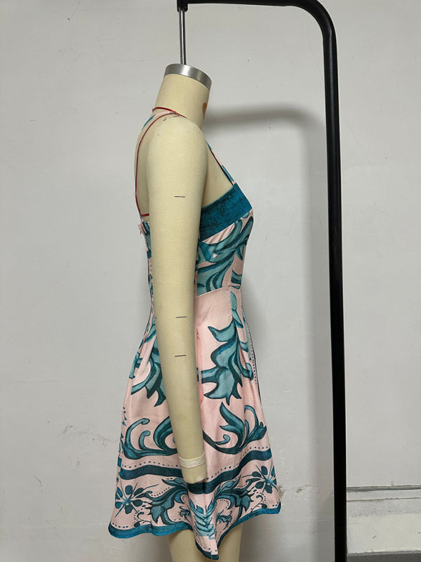 Women's Floral Print Suspender Dress