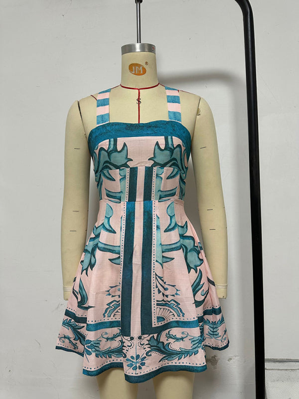 Women's Floral Print Suspender Dress