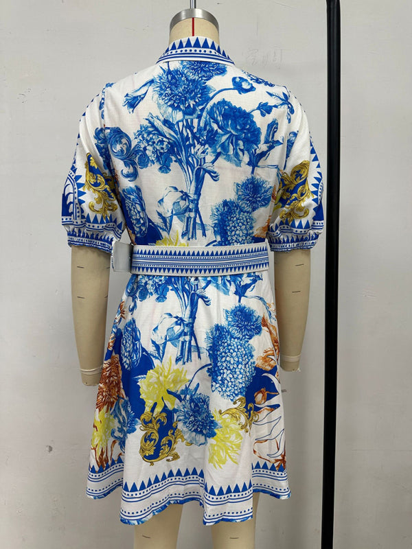 Printed Lapel Midi Dress – Chic Everyday Style for Spring & Summer