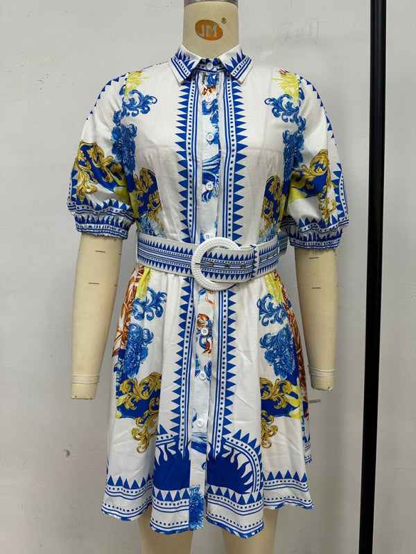 Printed Lapel Midi Dress – Chic Everyday Style for Spring & Summer