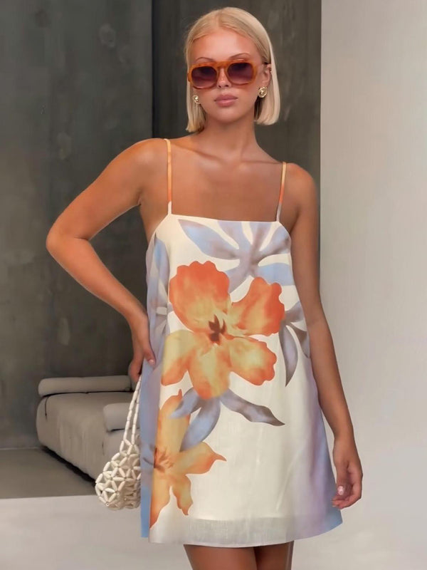 Floral Print Camisole Midi Dress – Lightweight, Woven Fabric, Summer-Ready
