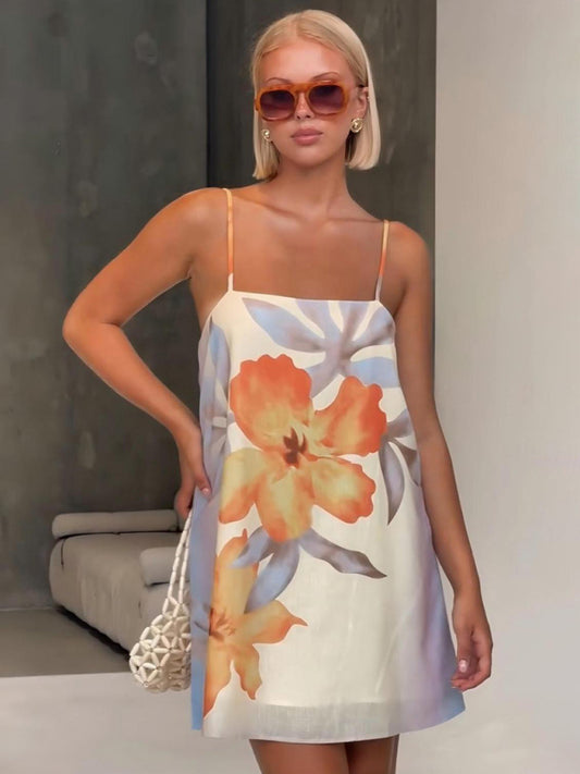 Floral Print Camisole Midi Dress – Lightweight, Woven Fabric, Summer-Ready