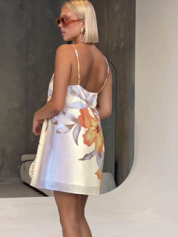 Floral Print Camisole Midi Dress – Lightweight, Woven Fabric, Summer-Ready