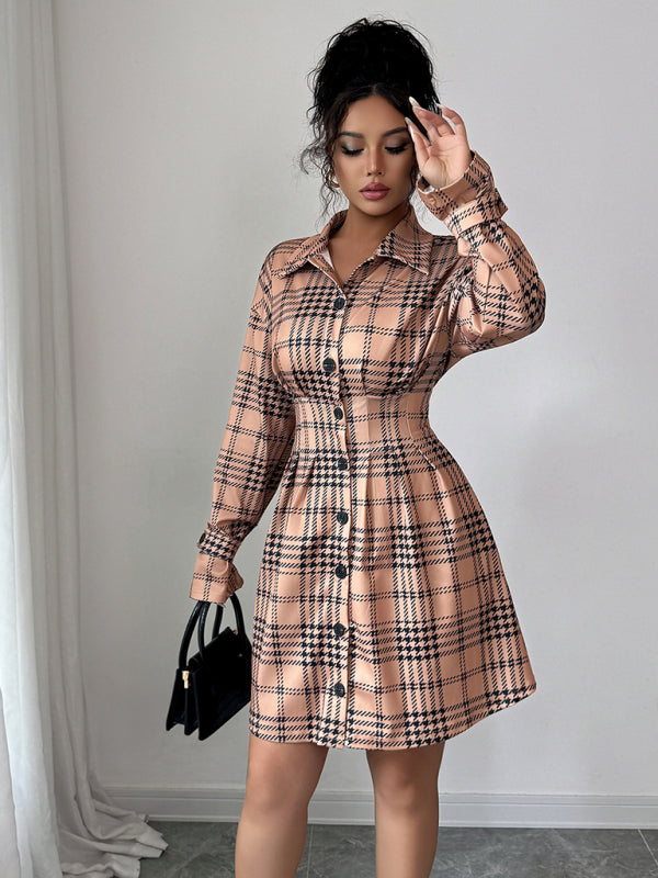 Long Sleeve Button Maxi Dress – Relaxed Fit, Woven Finish, Four Season Wear