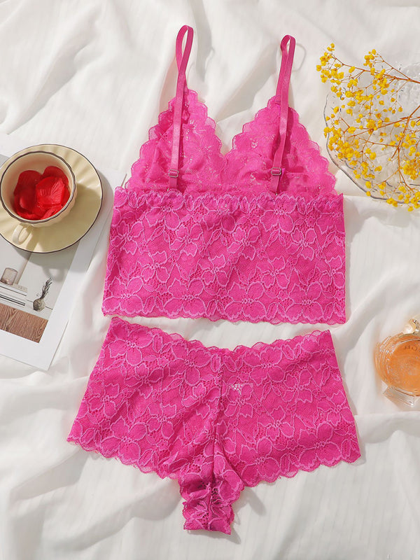 Sexy Lace Bra & Tank Top Lingerie Set – Soft Polyamide, Adjustable Fit