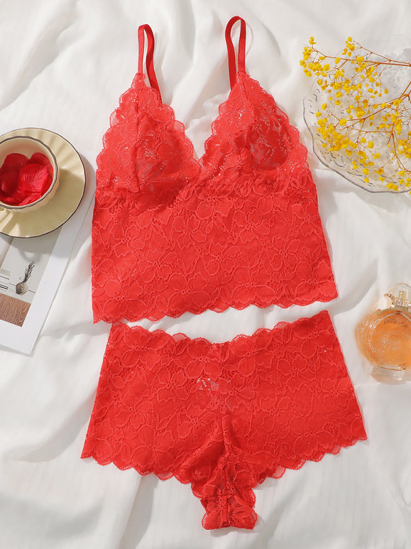 Sexy Lace Bra & Tank Top Lingerie Set – Soft Polyamide, Adjustable Fit